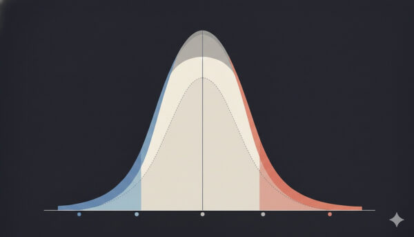 График с кривыми нормального распределения на тёмном фоне.