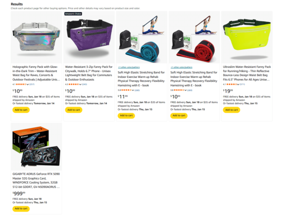 Китайский продавец выставил на Amazon видеокарты RTX 5090 за $999 — вместо них 42 покупателям выслали поясные сумки