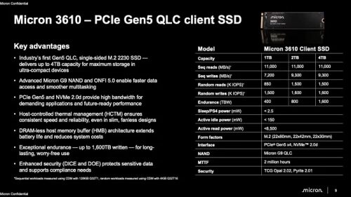 CES 2026: накопитель Micron 3610 вмещает 4 Тбайта памяти в форм-факторе M.2 2230