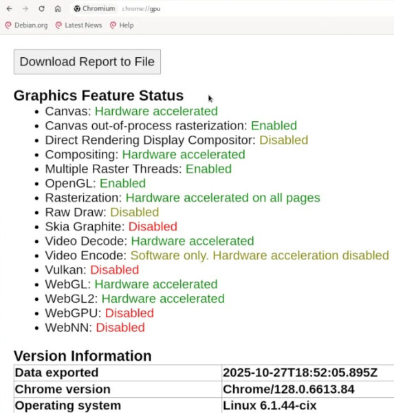 Поддержка GPU в браузере Chromium