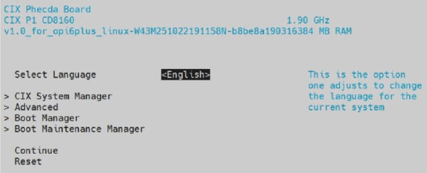 Запуск UEFI/TianoCore EDK II (ED2) на процессоре Cix P1 CD8160, плата Orange Pi 6 Plus