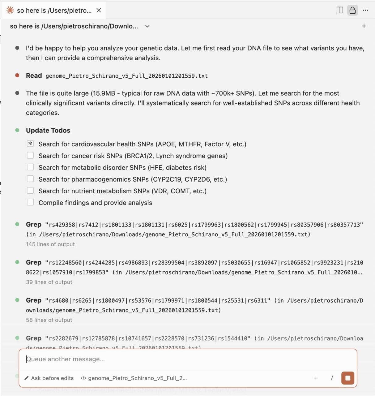 Текстовый редактор с анализом генетических данных и задачами поиска SNP.
