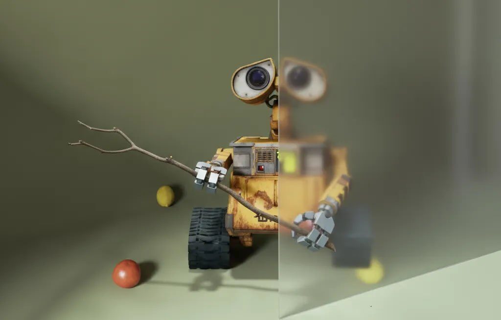 Настоящий Wall-E стал реальностью Китайский стартап Zeroth показал на CES... 2 Робот с веткой в руках, за матовым стеклом, окружённый разноцветными шарами.