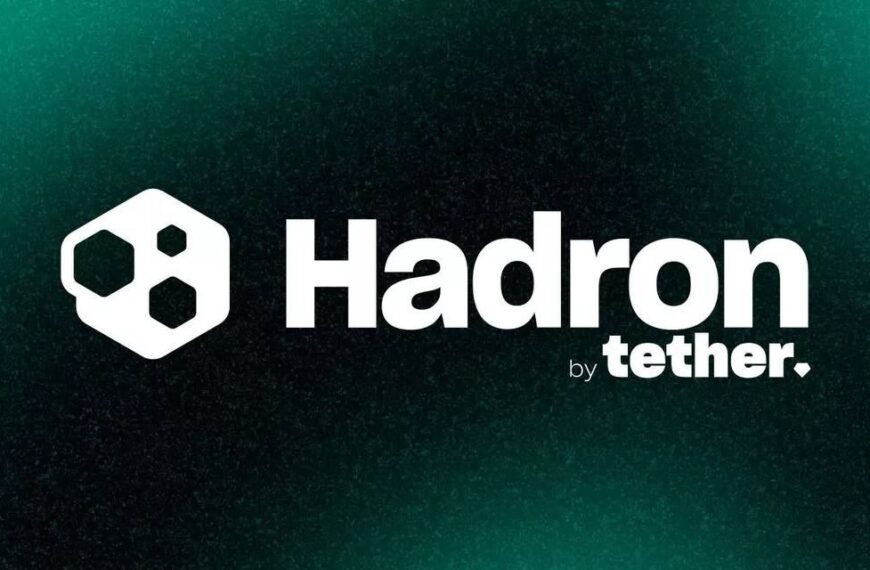 Логотип Hadron by Tether на зелёном фоне.