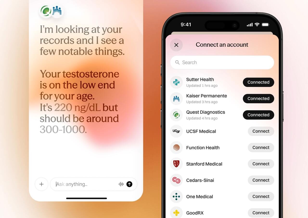 Медицинское приложение: низкий уровень тестостерона, подключение аккаунтов клиник.