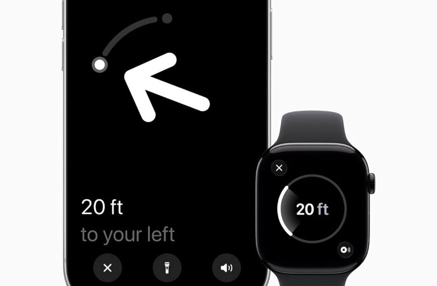 Apple Watch с функцией Precision Finding, поиск ключей на iPhone, расстояние 20 футов.