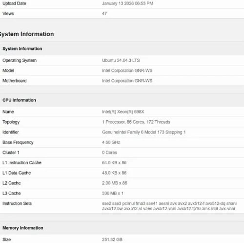 Процессор для рабочих станций Intel Xeon 698X действительно получит 86 ядер