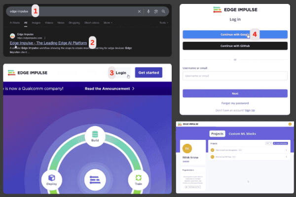 Автономное распознавание голоса на ESP32 с использованием Edge Impulse 4 Поиск Edge Impulse в Google и переход на главную страницу Edge Impulse