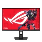Монитор ASUS ROG с футуристическим дизайном и красочным экраном.