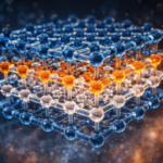 3D-структура кристаллической решётки с атомами разных цветов в молекулярной модели.