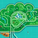 Иллюстрация мозга в виде острова с дорогами на карте, на фоне самолет и корабль.