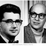 Два мужчины в очках, черно-белое фото, 1960-е.