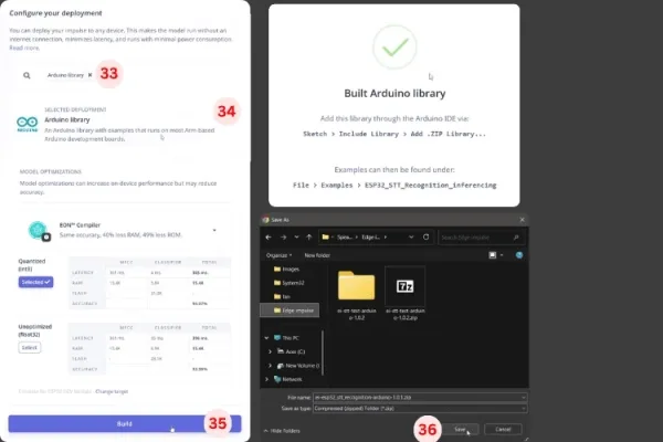 Автономное распознавание голоса на ESP32 с использованием Edge Impulse 15 Экспорт модели распознавания голоса в библиотеку Arduino