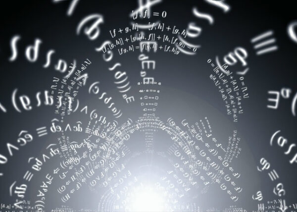 Время может быть побочным эффектом хранения и распространения информации во Вселенной 8 Изображение с парящими формулами на темном фоне, создающими эффект перспективы.