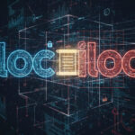 Технологический фон с цифровыми словами, неоновая графика, инновации, защищенные данные.