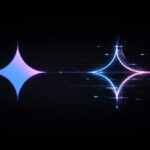 Голубые звезды на темном фоне с размытыми сияющими эффектами.