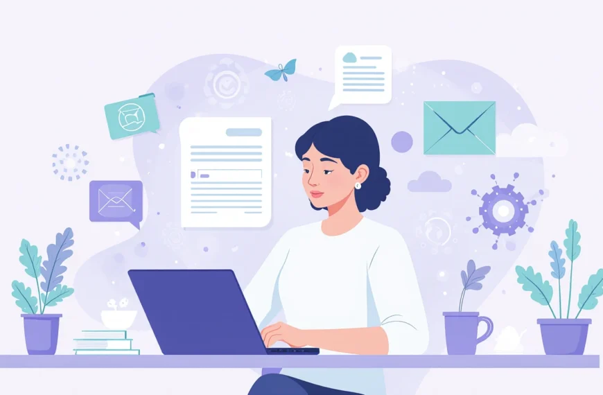 Женщина работает за ноутбуком, цифровая коммуникация, графики и письма, концепция удаленной работы.