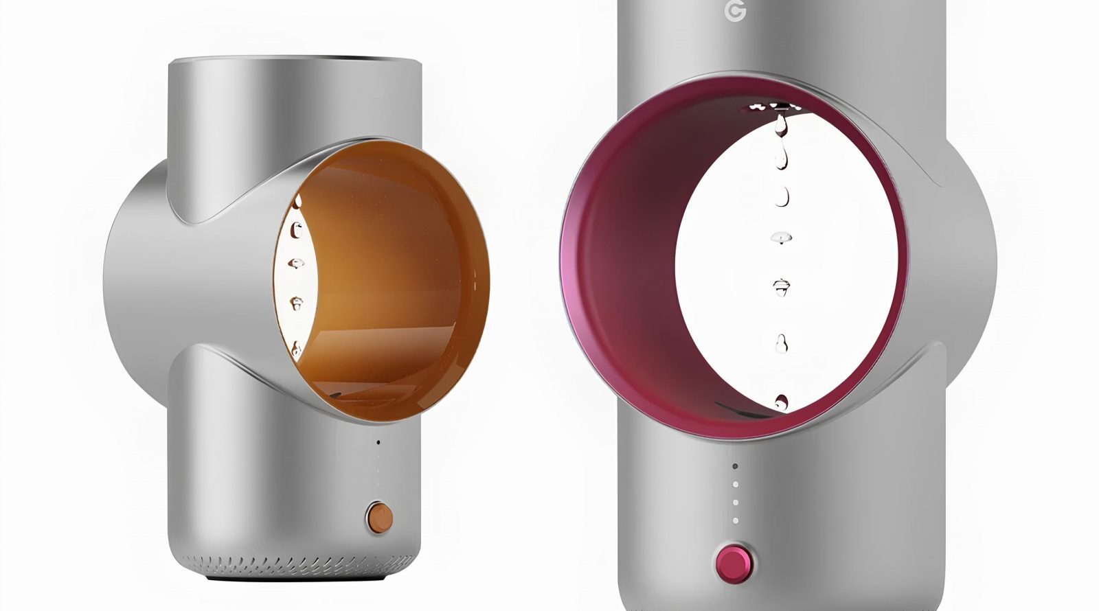 Антигравитационный увлажнитель Serena Anti-Gravity 2 Современный безлопастный вентилятор серого цвета с яркими акцентами.