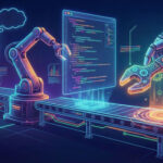 Иллюстрация автоматизации и искусственного интеллекта на производственной линии.