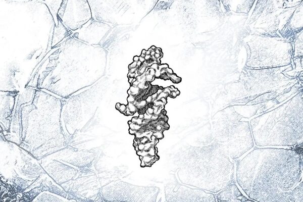 Молекула рибосомы на фоне клеточной структуры в научной иллюстрации.