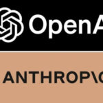 Логотипы компаний OpenAI и Anthropic на черно-бежевом фоне.