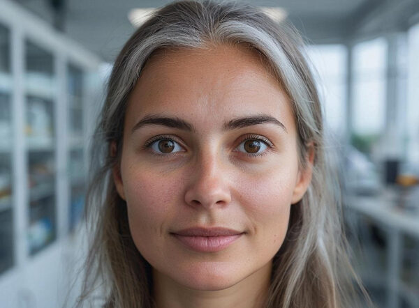 Серая комната с книгами и стеллажами на заднем плане.