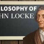 Портрет философа Джона Локка и надпись на доске "Философия Джона Локка".