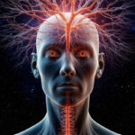 Изображение человека с системой нервов и мозгом в виде дерева.