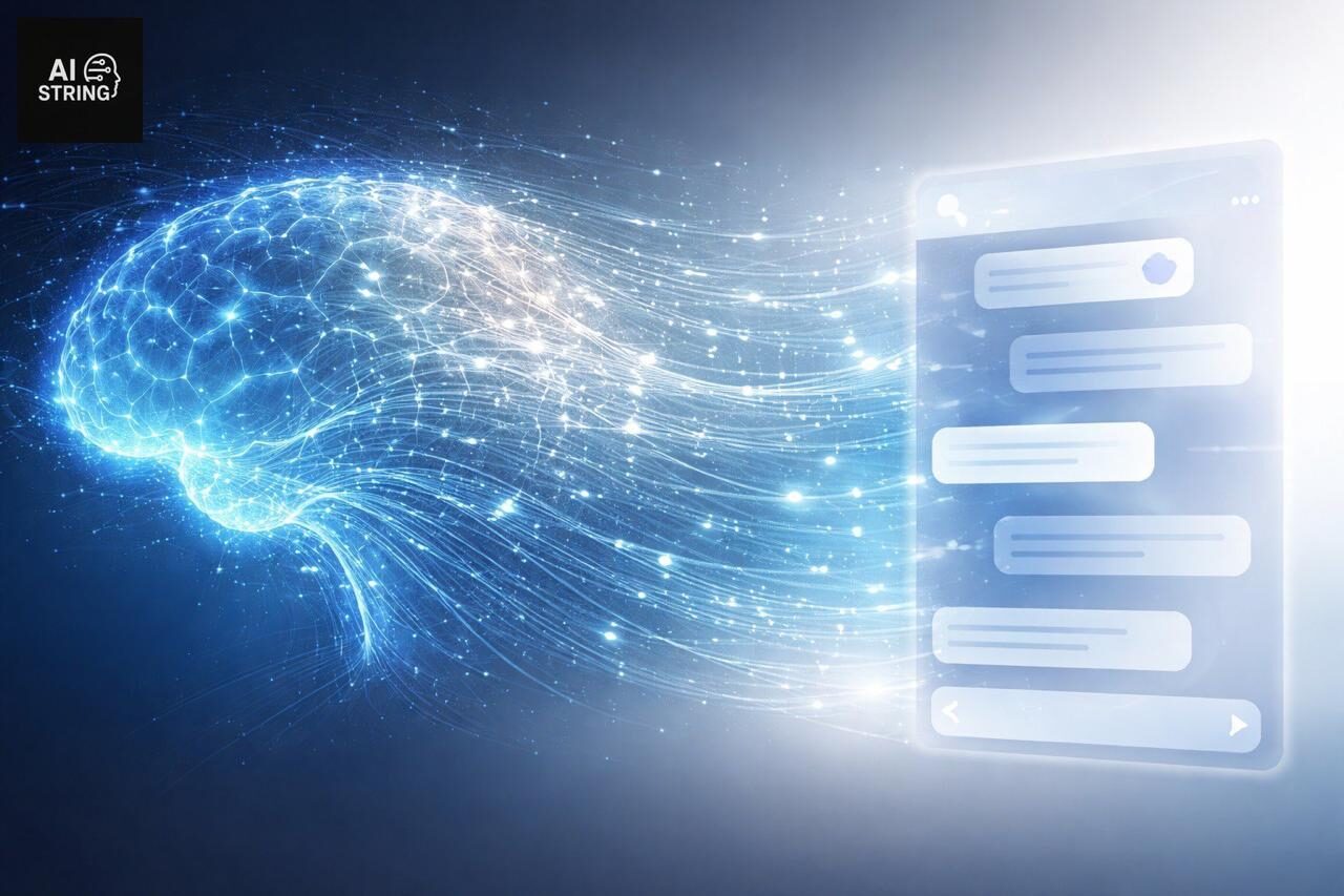 Абстрактный мозг и цифровой интерфейс, представляющий искусственный интеллект.