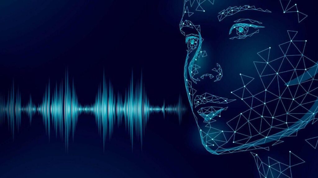 «Говорит не человек»: подборка нейросетей вместо дикторов Сегодня всё держится... 1 Абстрактный аудиовизуальный эквалайзер на тёмно-синем фоне с геометрическими линиями.