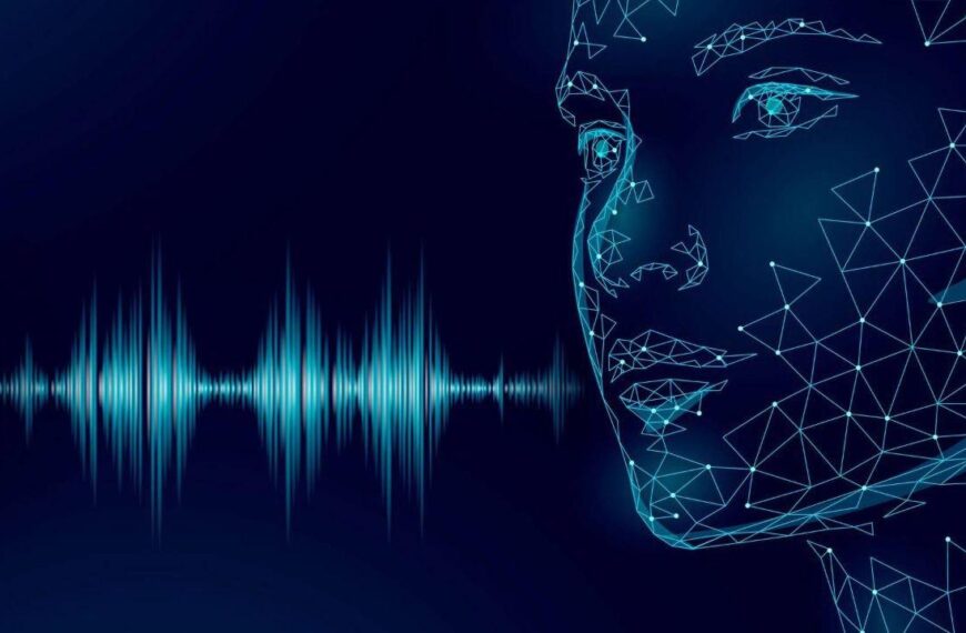 Абстрактный аудиовизуальный эквалайзер на тёмно-синем фоне с геометрическими линиями.