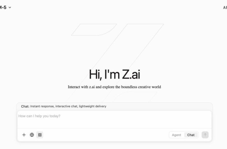 Главная страница Z.ai с приветствием и интерактивным чатом.