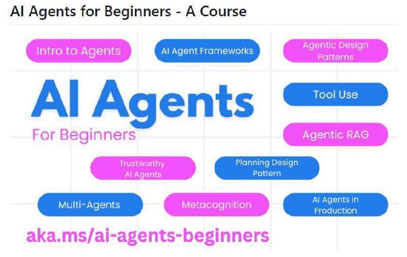 Курс "AI Agents for Beginners" с темами: фреймворки, метакогниция, проектирование агентов.