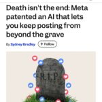 Заголовок: Искусственный интеллект Meta для постов после смерти, статья Business Insider.