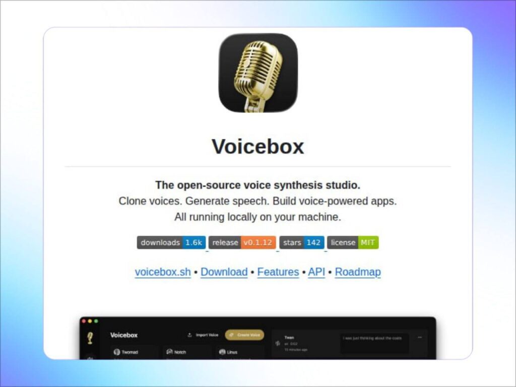 Voicebox — локальный клонер голоса без подписок Вышел open-source инструмент... 1 Интерфейс приложения Voicebox для синтеза речи с открытым исходным кодом.