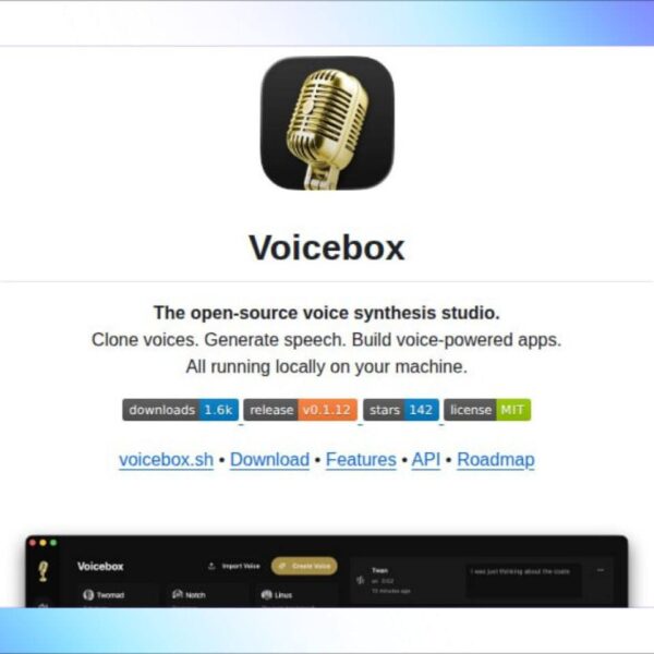 Интерфейс приложения Voicebox для синтеза речи с открытым исходным кодом.