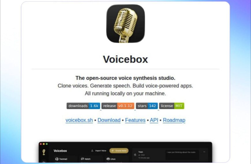 Интерфейс приложения Voicebox для синтеза речи с открытым исходным кодом.