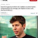 OpenAI выплачивает работникам $1,5 млн в виде акций, рекорд среди стартапов.