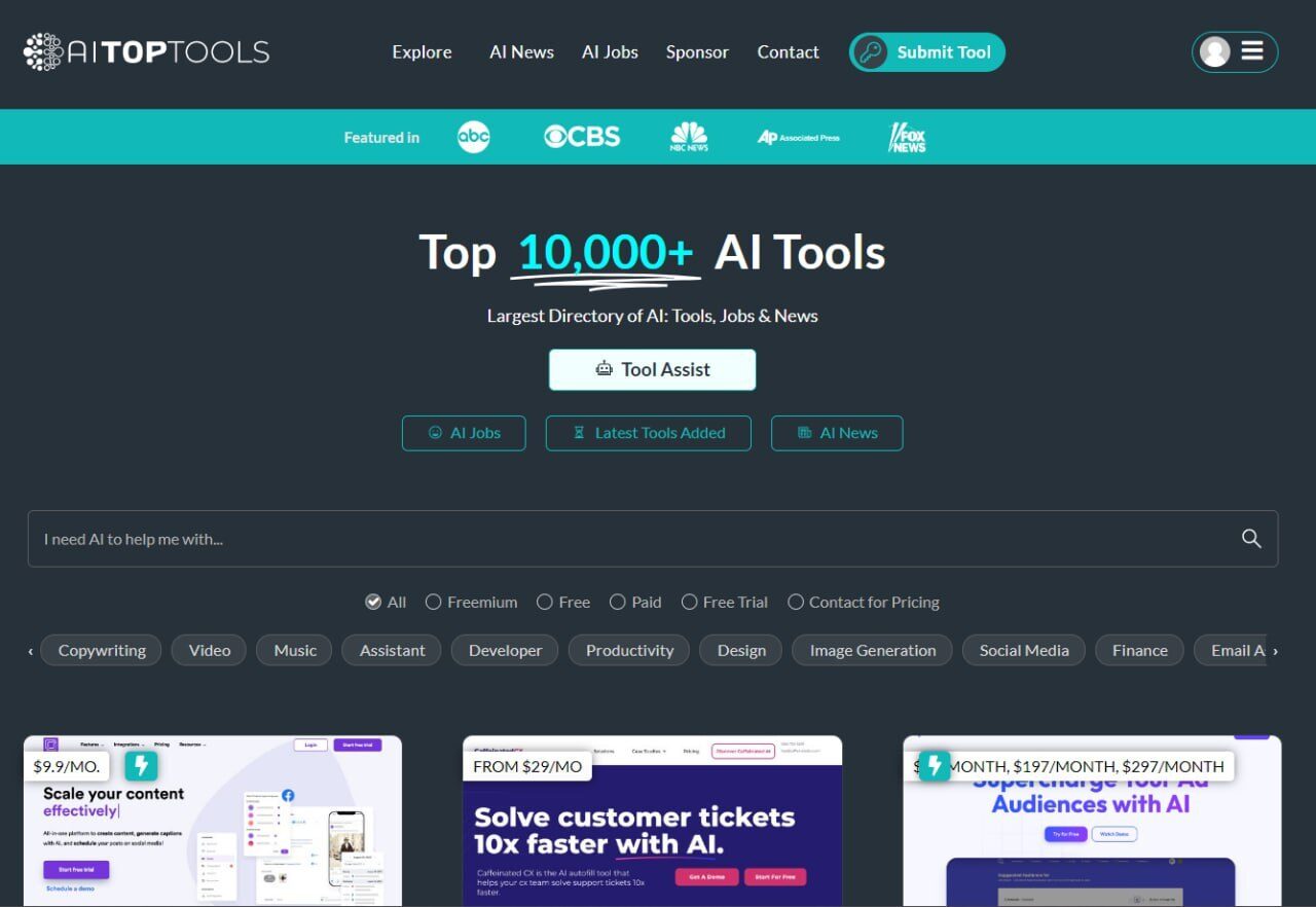 Сайт AI Top Tools — крупнейший каталог AI инструментов и новостей.