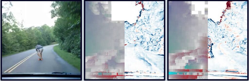 Исследователи нашли способ ускорить анализ видео в 7 раз, экономя 93% вычислительных ресурсов 1 Человек на скейтборде едет по дороге в лесу, окружающий пейзаж размытый.