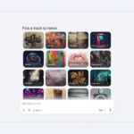 Интерфейс выбора трека для ремикса в приложении Gemini, отображение различных музыкальных жанров.