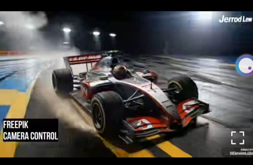 Болид Формулы-1 на трассе, ночные гонки, спидвей, высокая скорость.