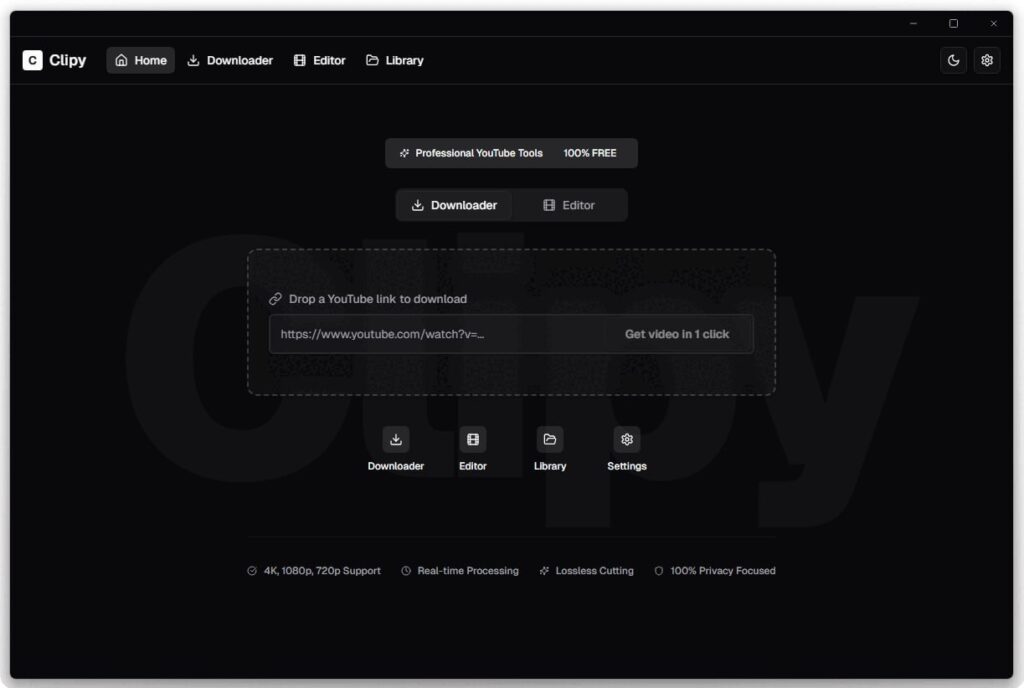 Скачиваем ВЕСЬ ЮТУБ за пару кликов — и сразу редактируем... 1 Интерфейс Clipy для скачивания и редактирования видео с YouTube.