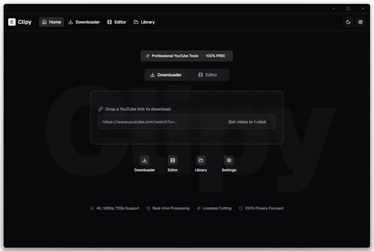 Скачиваем ВЕСЬ ЮТУБ за пару кликов — и сразу редактируем... 3 Интерфейс Clipy для скачивания и редактирования видео с YouTube.