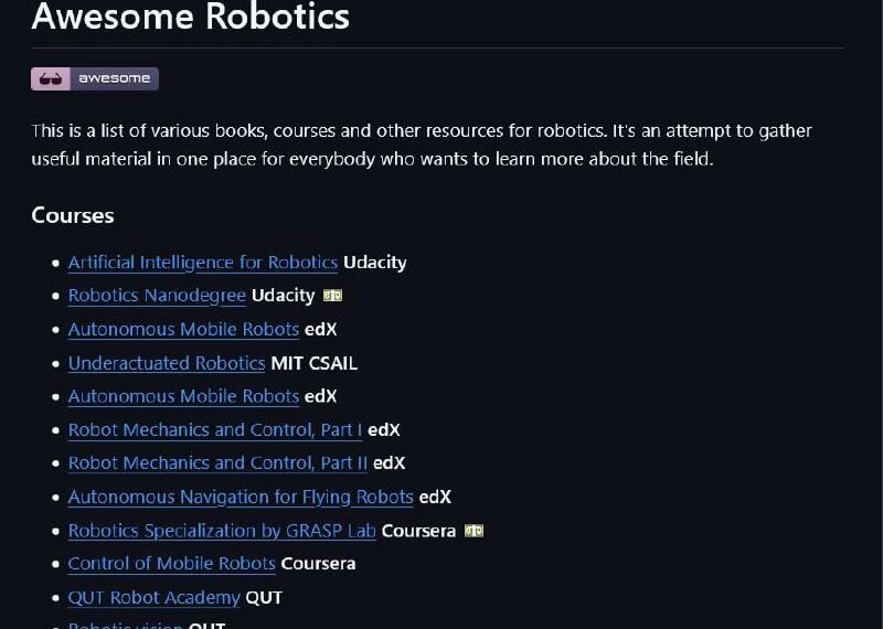 Список курсов по робототехнике от edX, Udacity, MIT и Coursera.