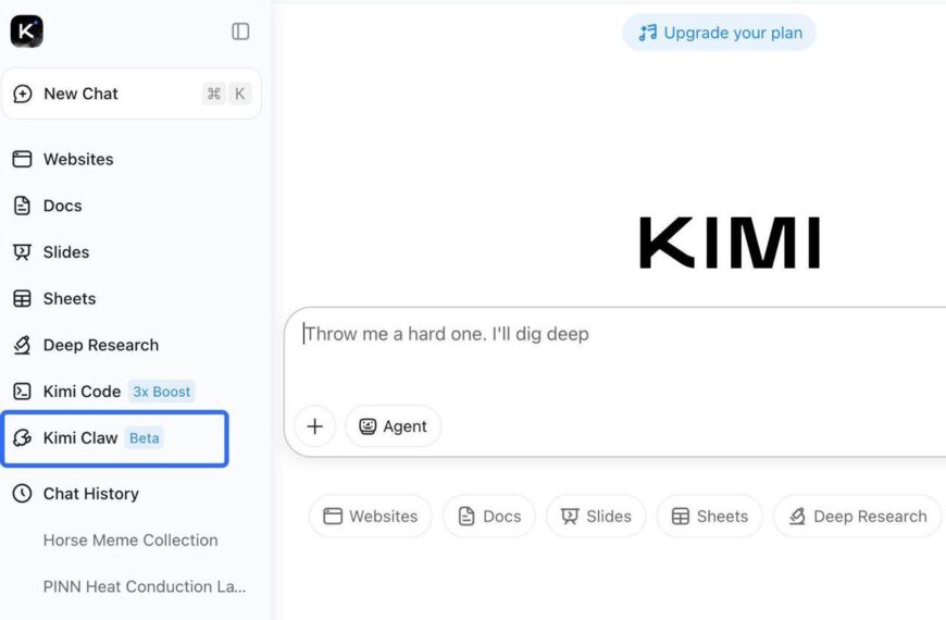 Интерфейс приложения Kimi с текстом «Throw me a hard one. I'll dig deep».