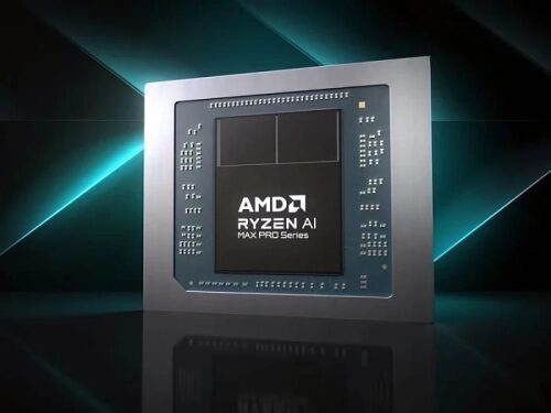 AMD Ryzen AI Max Pro Series процессор на фоне современных графических элементов.
