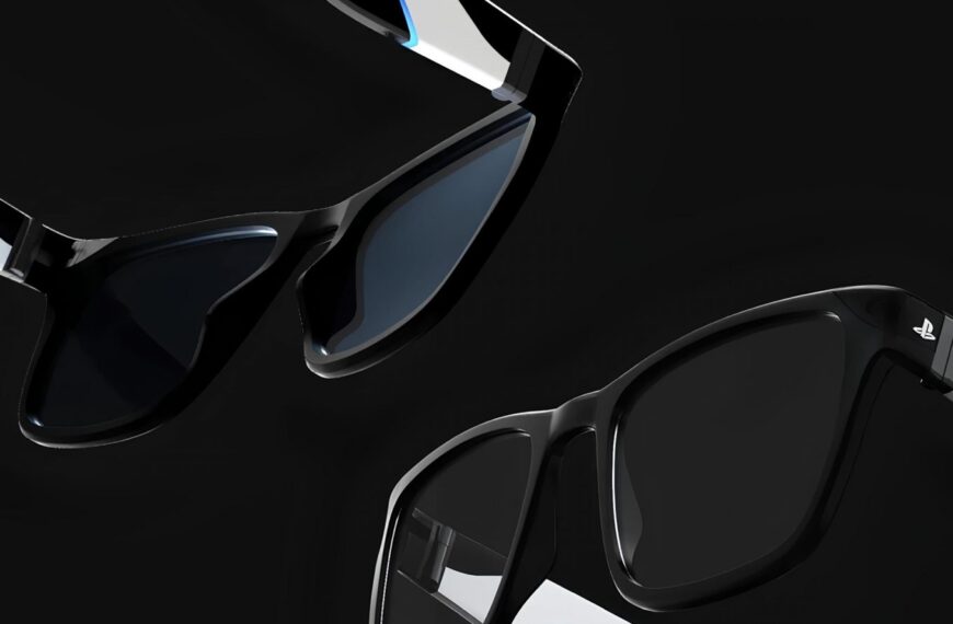 Очки PlayStation: стильный черный дизайн на темном фоне.