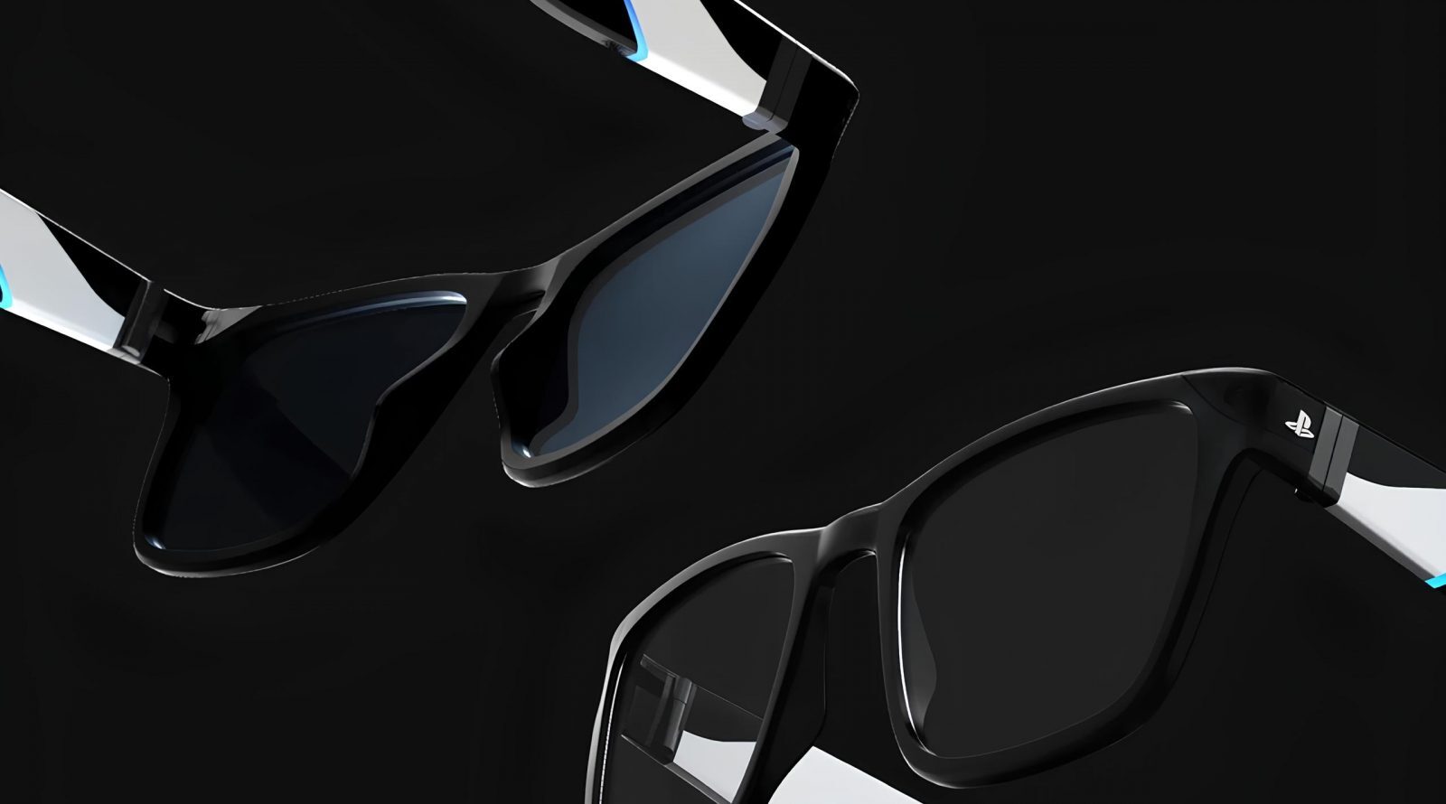 PlayStation XR Glasses: новый взгляд на игру 2 Очки PlayStation: стильный черный дизайн на темном фоне.