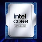 Процессор Intel Core Nova Lake на синем фоне, изображение для SEO.